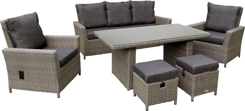 bellavista Essgruppe Asti Polyrattan braun für 7 Personen