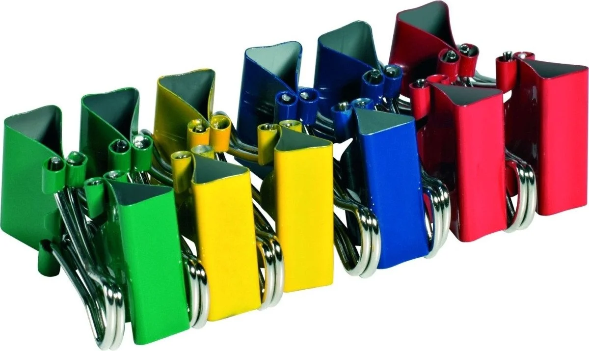 ALCO Foldbackklammern – 25 mm, farbig sortiert (12 Stück)